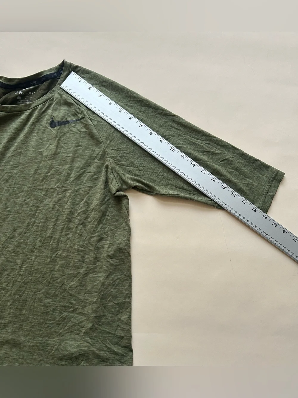 Nike Olive Crew Long Sleeve Shirt - Dark Green size s